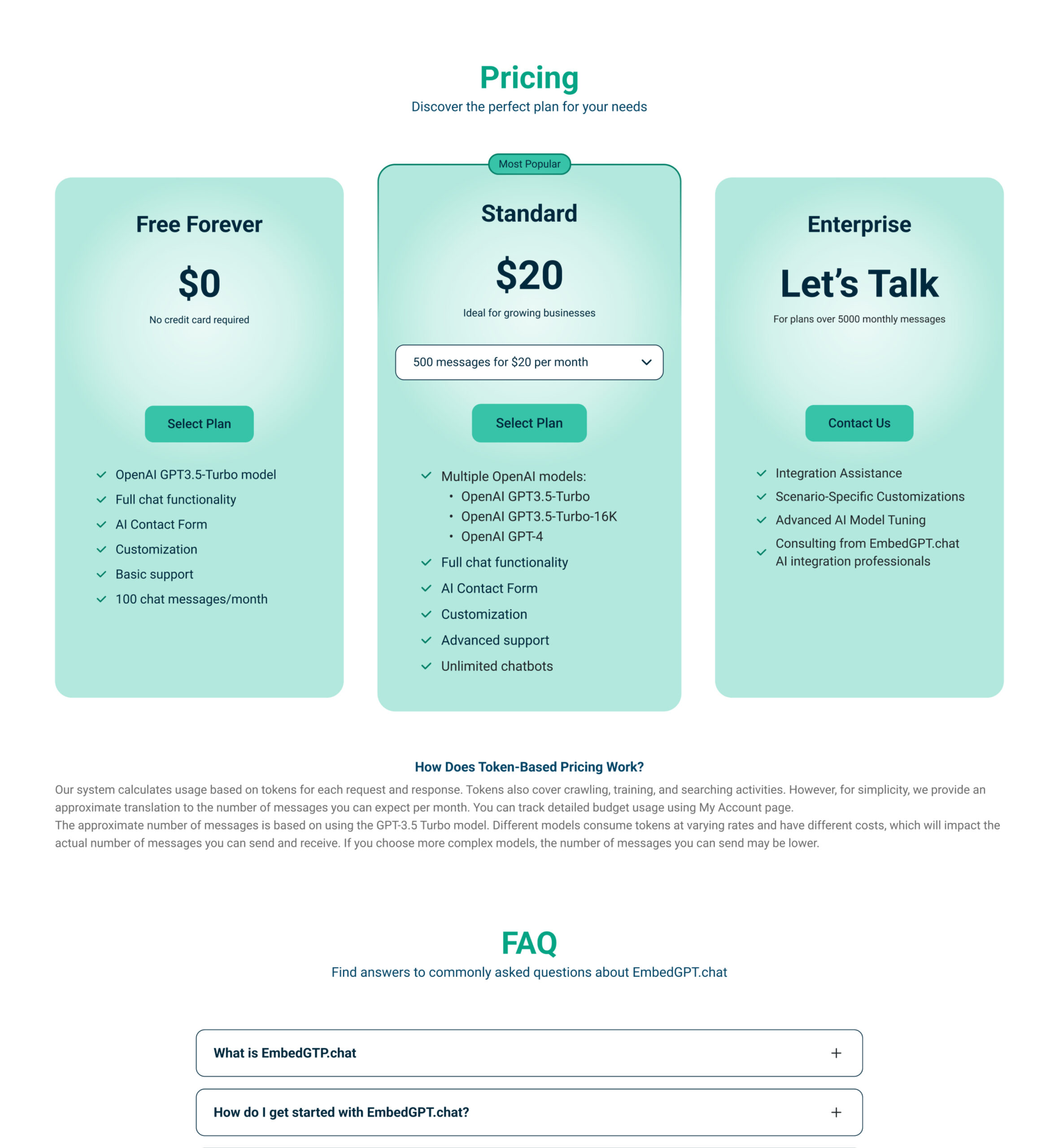 new Embed pricing